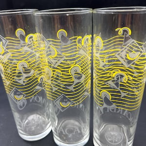 Zestaw 3 szklanek do highballa Vintage Bacardi Barware w stylu retro, w kolorze żółtym i szarym