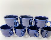Vintage Set of 7 EUC FiestaWare Sapphire Blue Coffee Cup Teacup cobalt sapphire