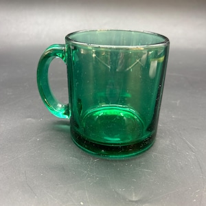 Vintage Green Glass Mug: Mid Century Retro Kitchen Decor