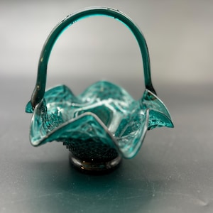 Fenton Blue Basket - Etsy