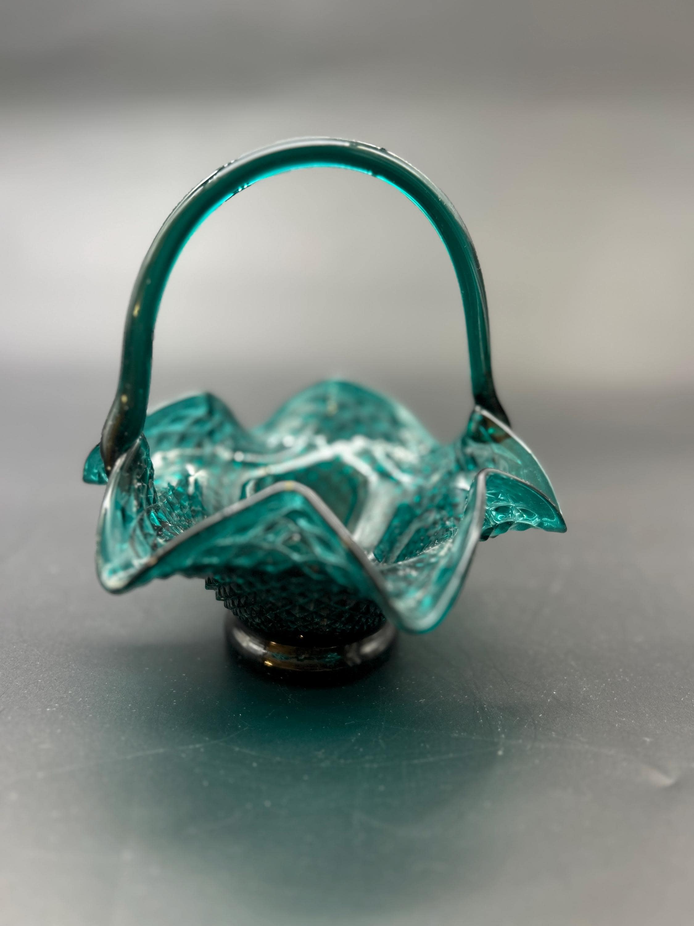 フェントン アンティークantique エメラルドグリーンバスケット アメリカ フェントン アンティークantique エメラルドグリーンバスケット