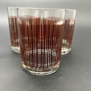 3 VINTAGE Georges Briard Textured Brown Icicle Low Ball Old Fashioned Glasses