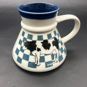 Seltene Otagiri Wide Travel Mug Holstein Milchkuh Keramik No Slip Japan vtg 1990er Jahre