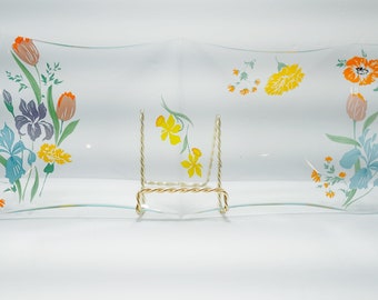 Bandeja de vidrio dividida para servir con diseño de cosecha de primavera de Dorothy Thorpe