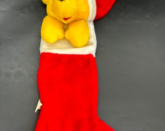Vintage Disneyland Walt Disney World 3D Plush Pooh 22" Christmas Stocking Korea