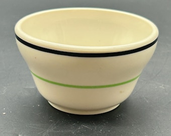 1930s Syracuse China Custard Cup White Green & Black