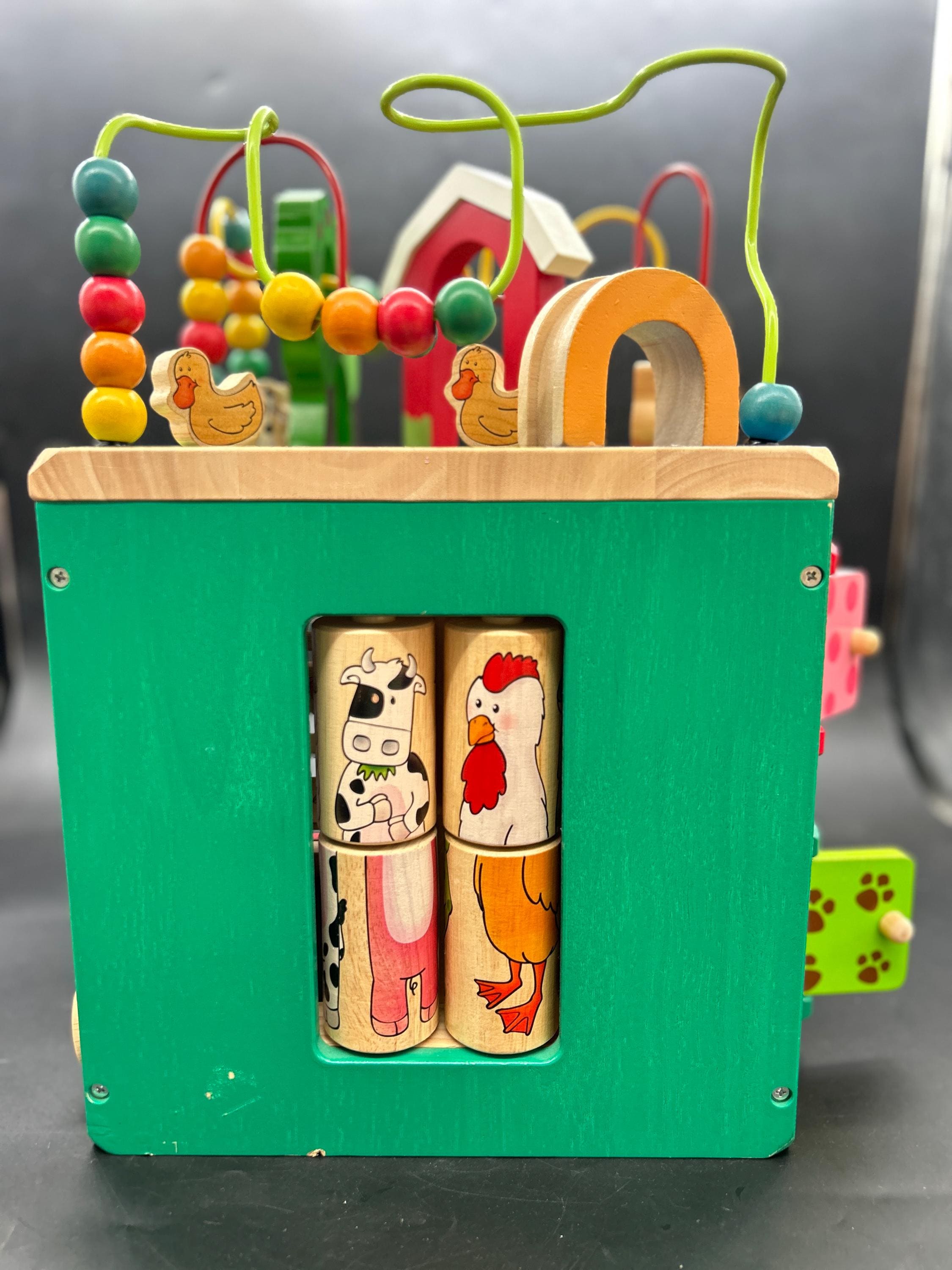 Battat Just B B You Zany Zoo Wooden Activity Cube Child's Learning