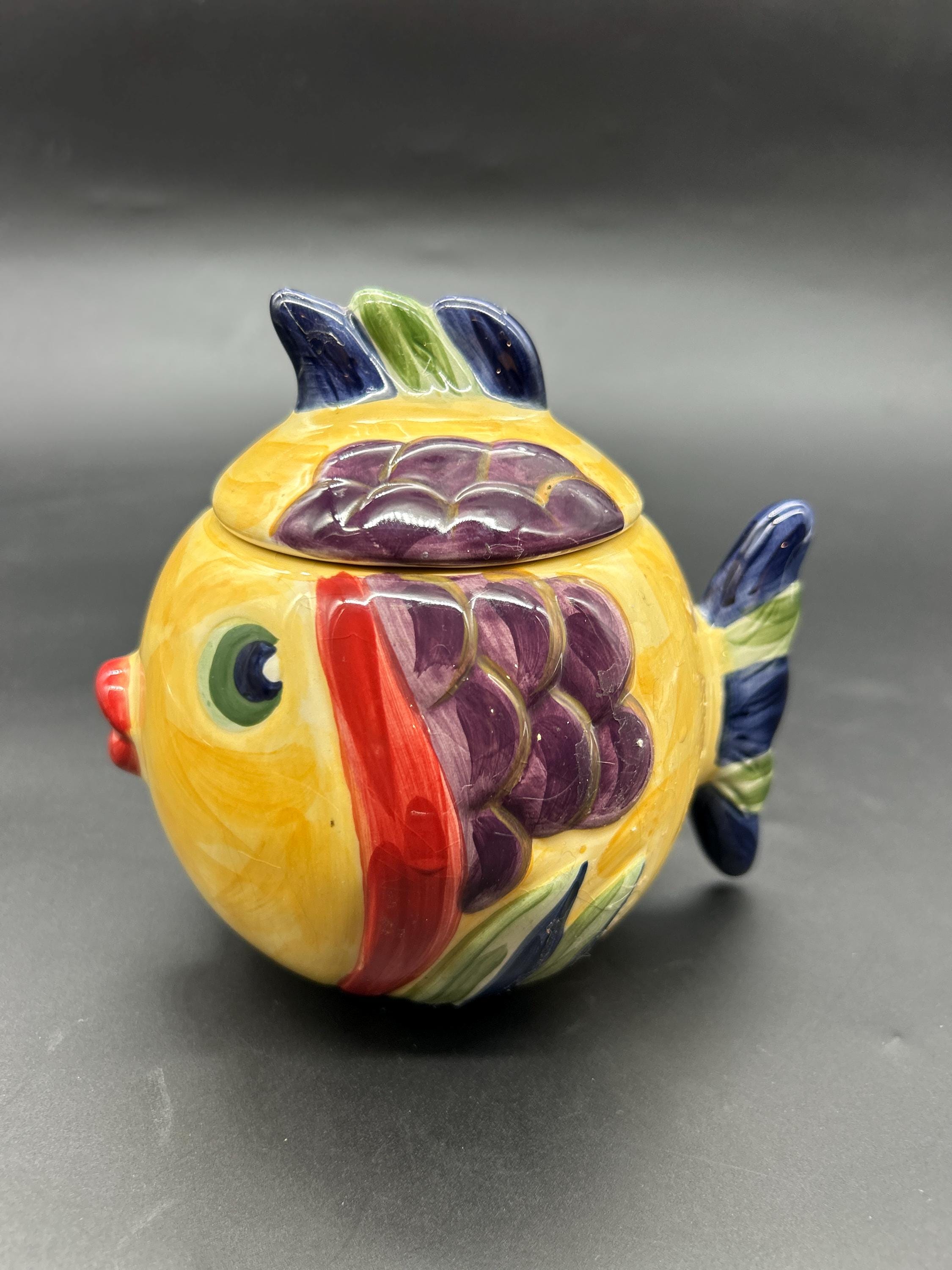 Vintage Tabletops Unlimited Dario Farrucci Sugar Bowl Ceramic Fish