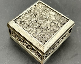 古銭ロイヤルセット Vintage Royal Selangor Pewter Square Filigree Trinket Box