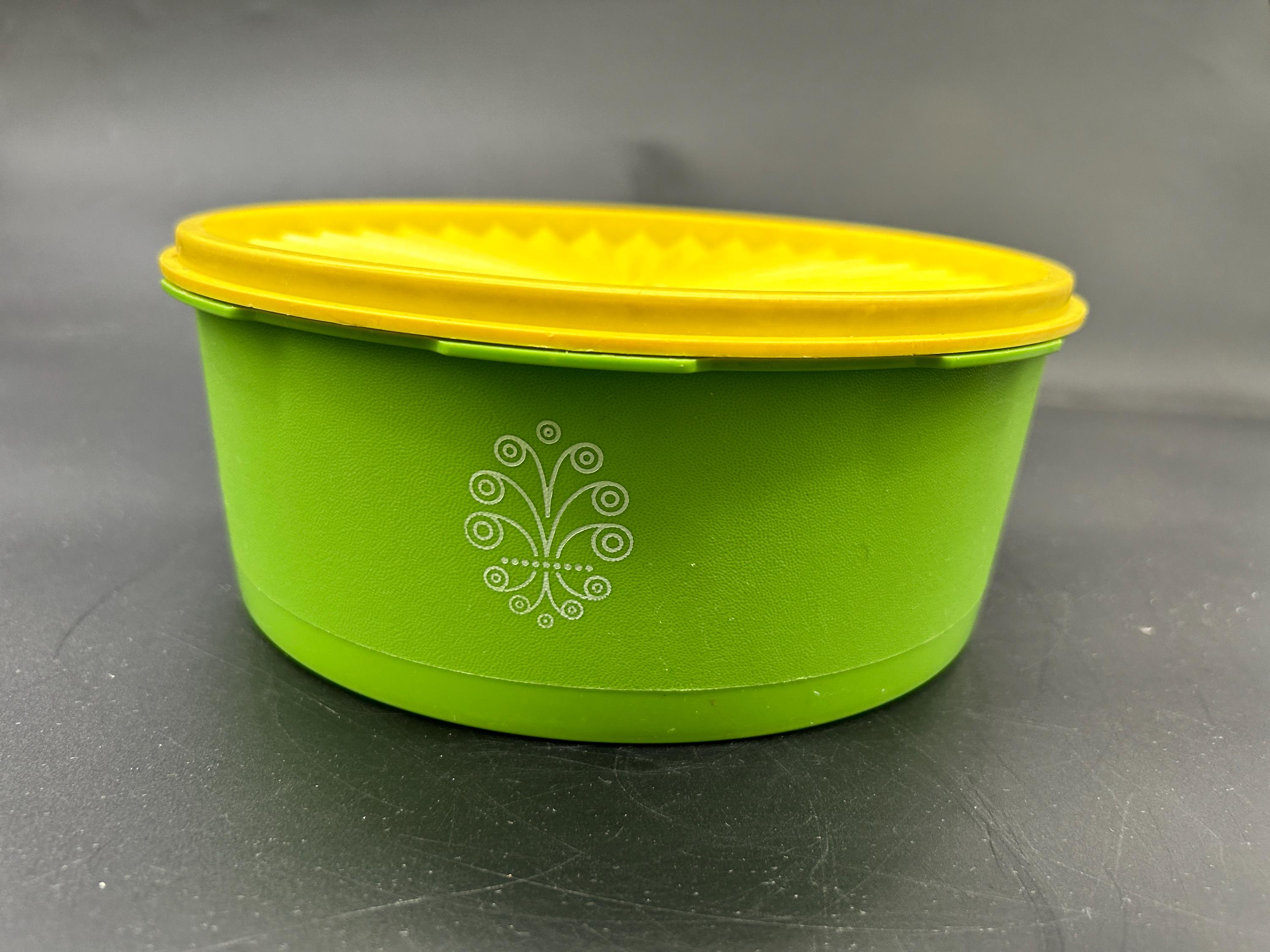 Vintage Tupperware Green Yellow Canister # 1204 W/lid Servalier