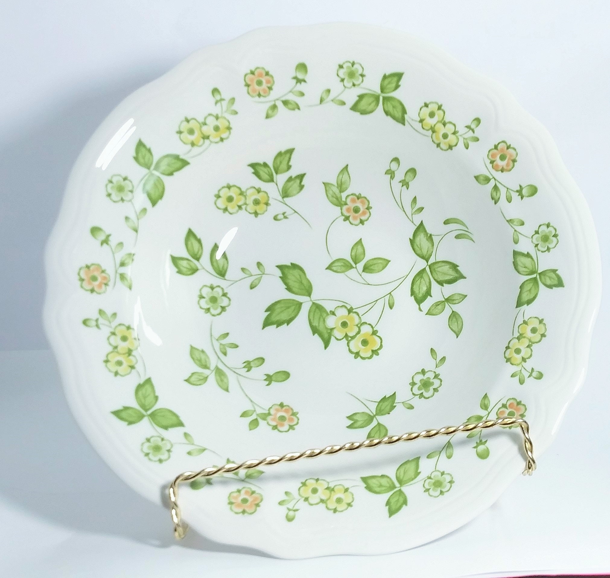Vintage Ironstone Petite Flora Soup Bowl Ovenproof #4009 Floral Yellow & Green Euc