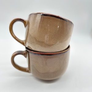 Set of 2 WCL Giant Brown Glazed Soup Mugs