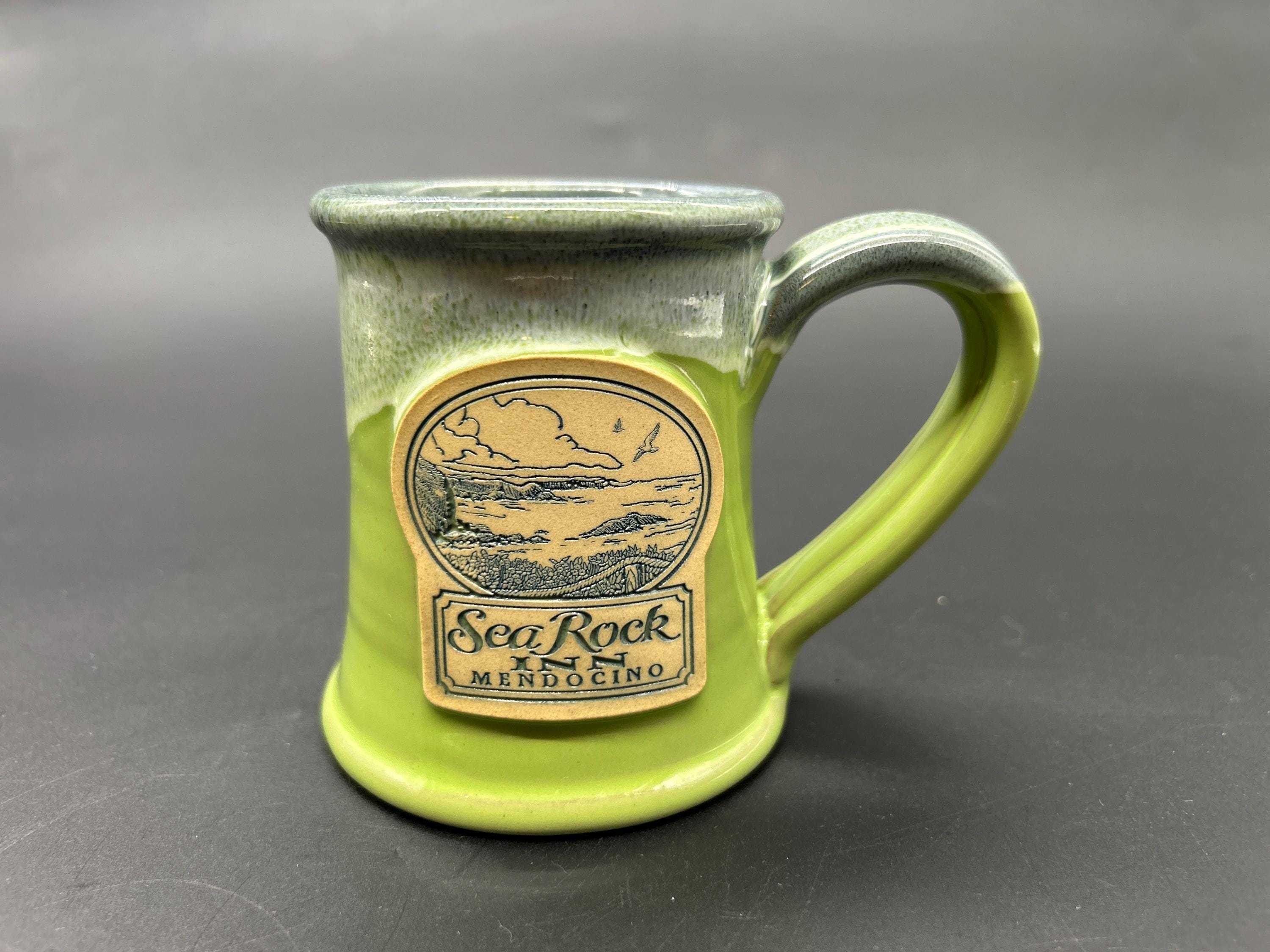 Deneen Pottery USA Hand Thrown Bright Green Glaze Sea Rock Inn