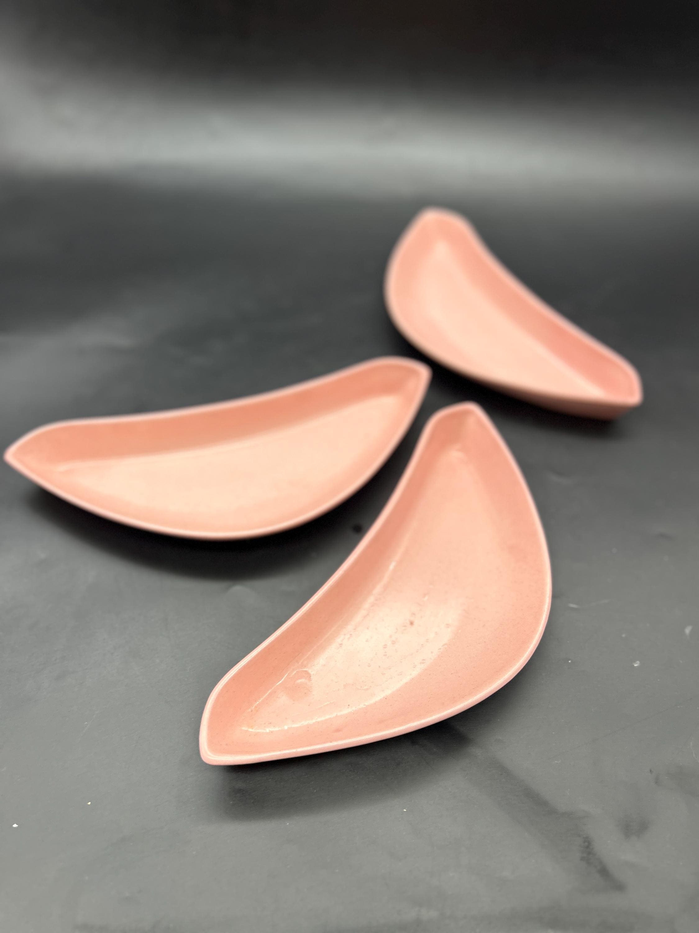 Vintage SANTA ANITA Ware 3 Pink Boomerang Relish Dishes MCM Made