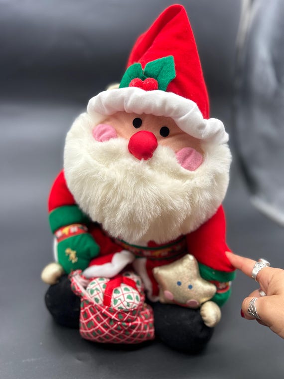 Vintage 1995 Santa Claus Plush Sitting Doll - Etsy