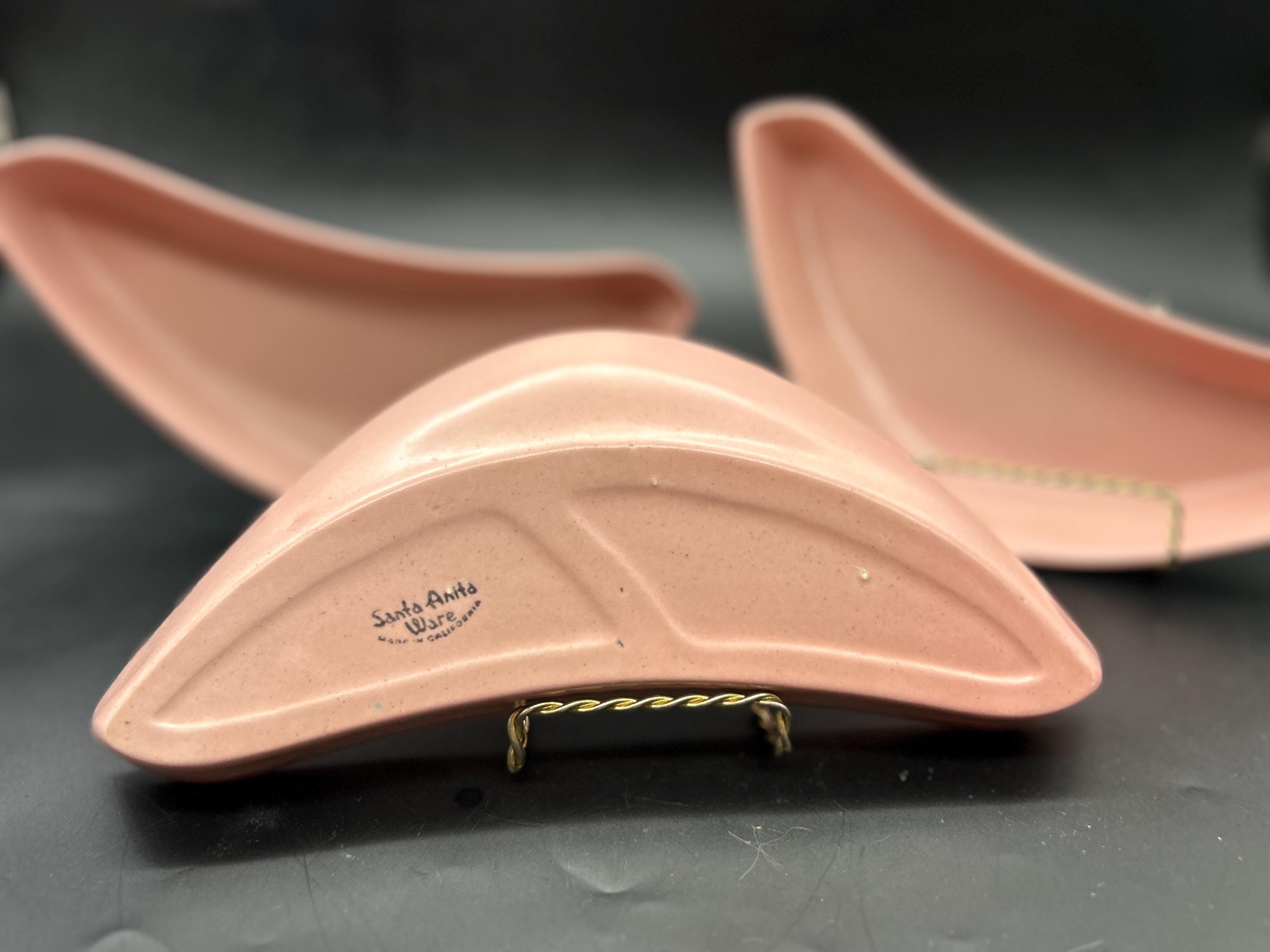 Vintage SANTA ANITA Ware 3 Pink Boomerang Relish Dishes MCM Made