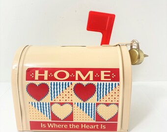 Collectible Mailbox Flag Surprise Box Home Is Where The Heart Is tin