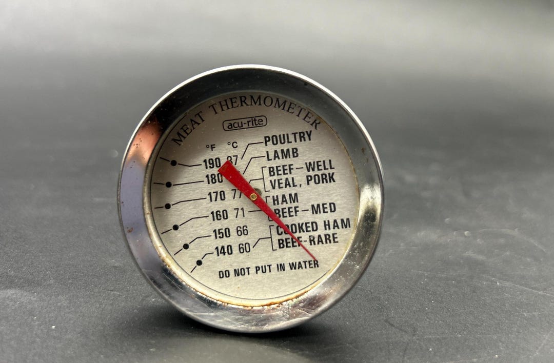 Vintage MCM Retro Acu-rite Meat Thermometer Stainless Steel Chaney ...