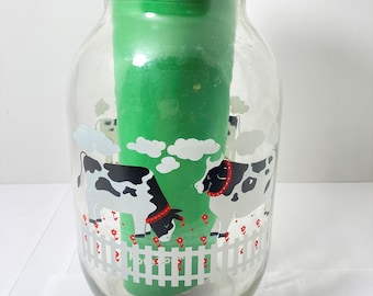 vtg CANISTER Carlton Glass USA Glass Jar Cows Country Farmhouse