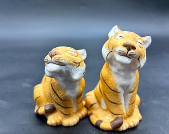 Vintage 1987 Franklin Mint Tiger Salt & Pepper Shakers – Noah’s Ark Theme – Two By Two