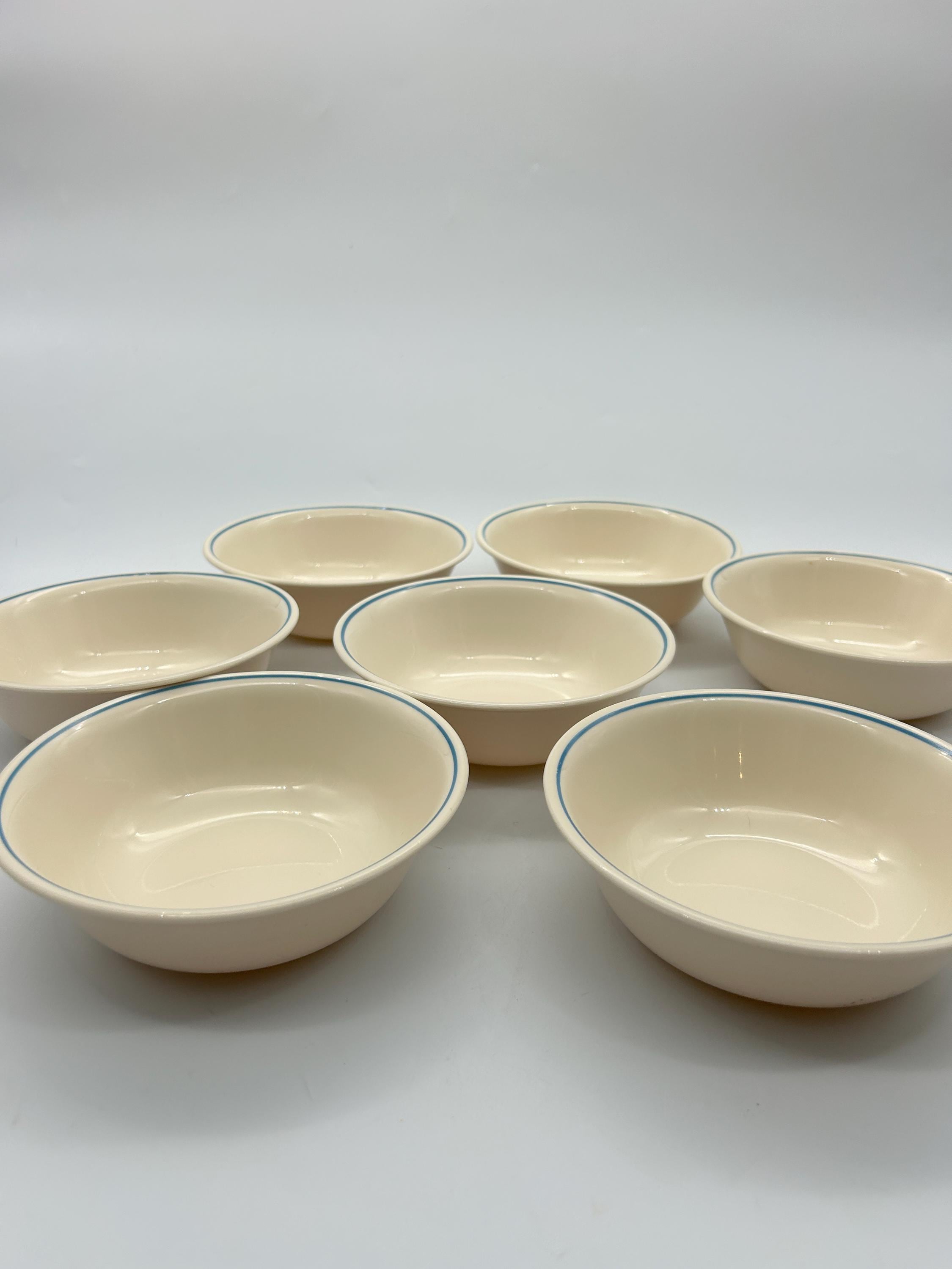 ヴィンテージ コレール ベージュ ボウル 7個セット ブルー ストライプ