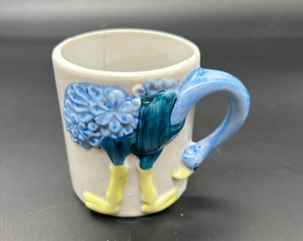 JSNY Vintage Kids Children Ceramic Ostrich Animal Mug Cup