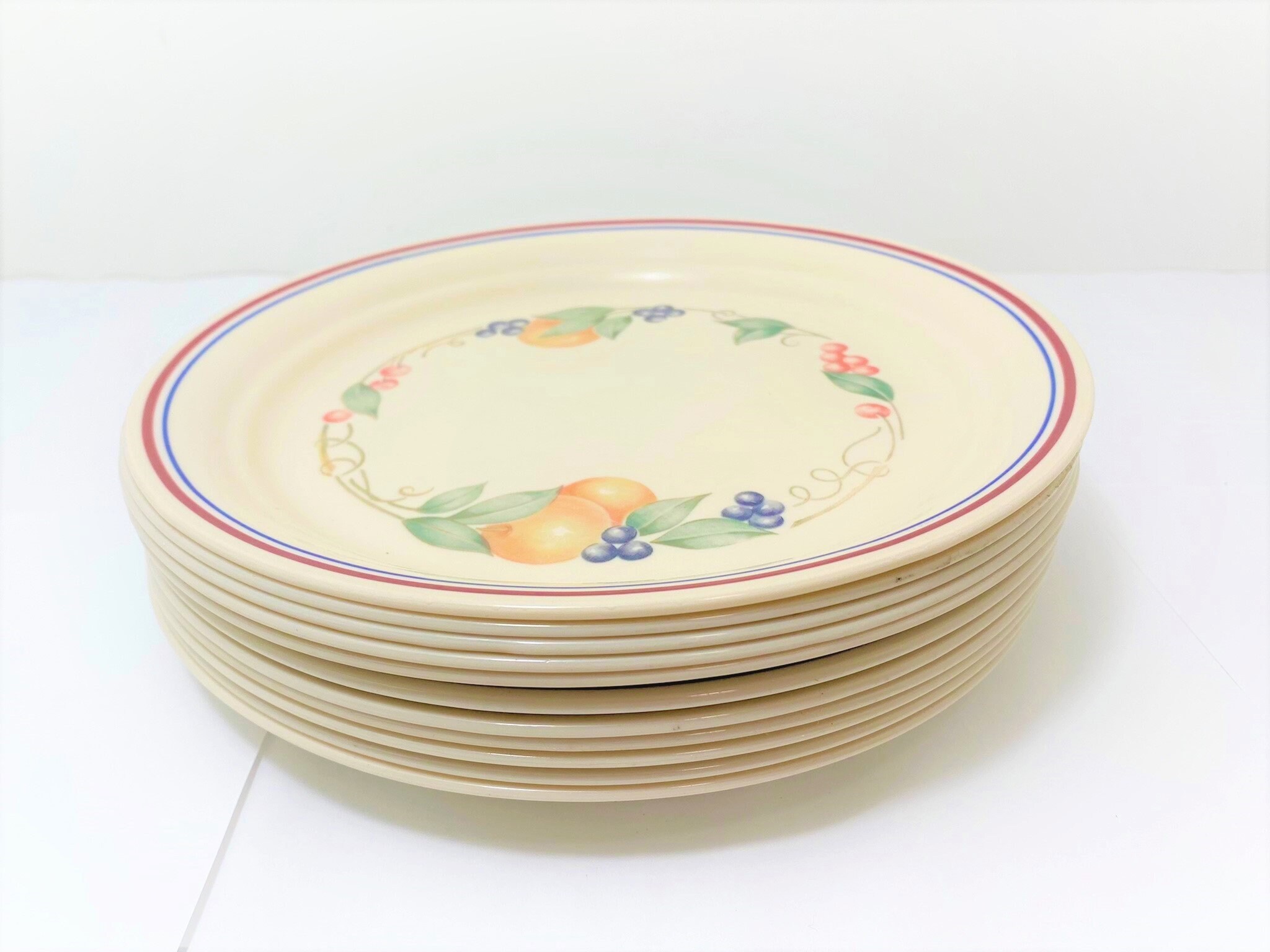 Corelle ABUNDANCE Set 11 Luncheon Plates Beige W/blue/red Etsy