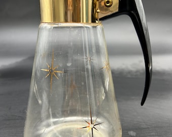Vtg Mid Century Modern Corning Ware Gold Atomic Starburst Star Coffee Carafe Pot