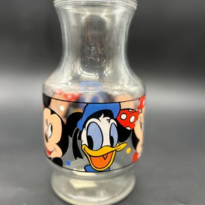 Vintage Anchor Hocking Disney Mickey Minnie Mouse Donald Duck Juice Carafe 9&quot; Tall