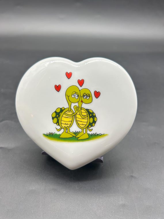 Vtg Trinket Box Porcelain Vagabond Creations Papel Japan My Little Turtle Love