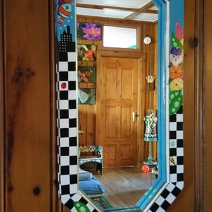 Whimsical unique, original hand-painted mirror