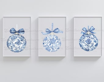 Blue and White Chinoiserie Ornaments PNG, Christmas svg, Christmas png || INSTANT DOWNLOAD!