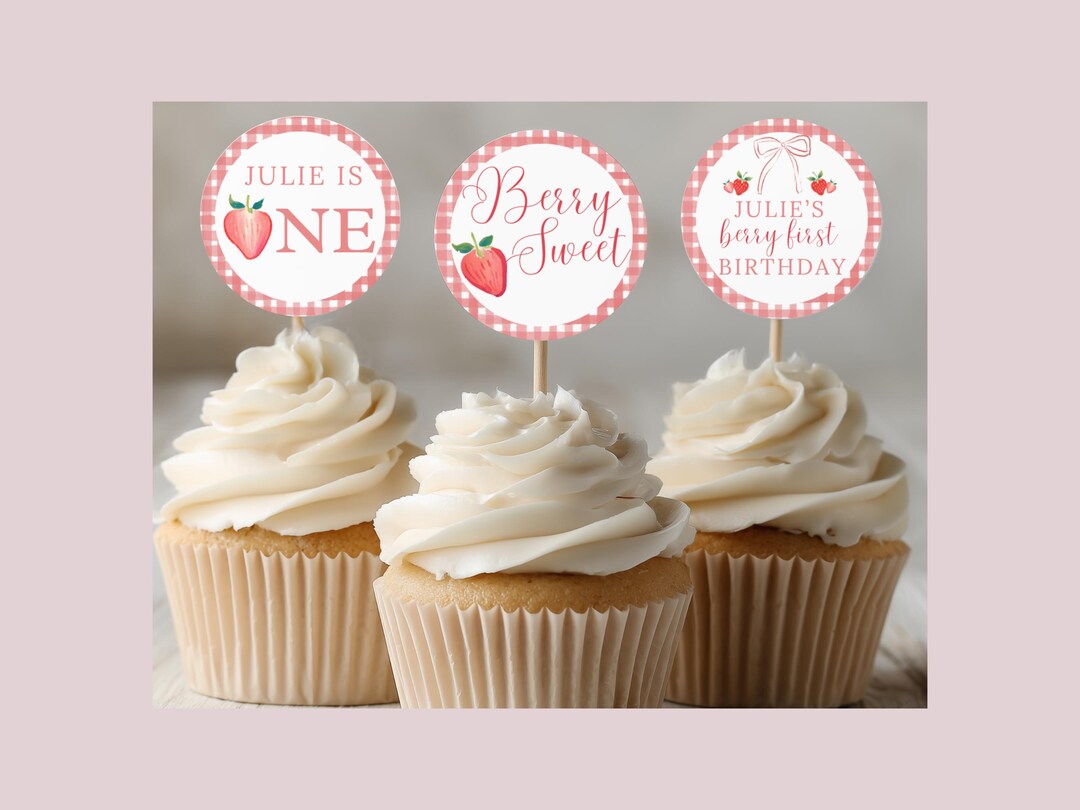 Berry First Birthday Cupcake Toppers Custom, Berry 1st Birthday, Berry ...