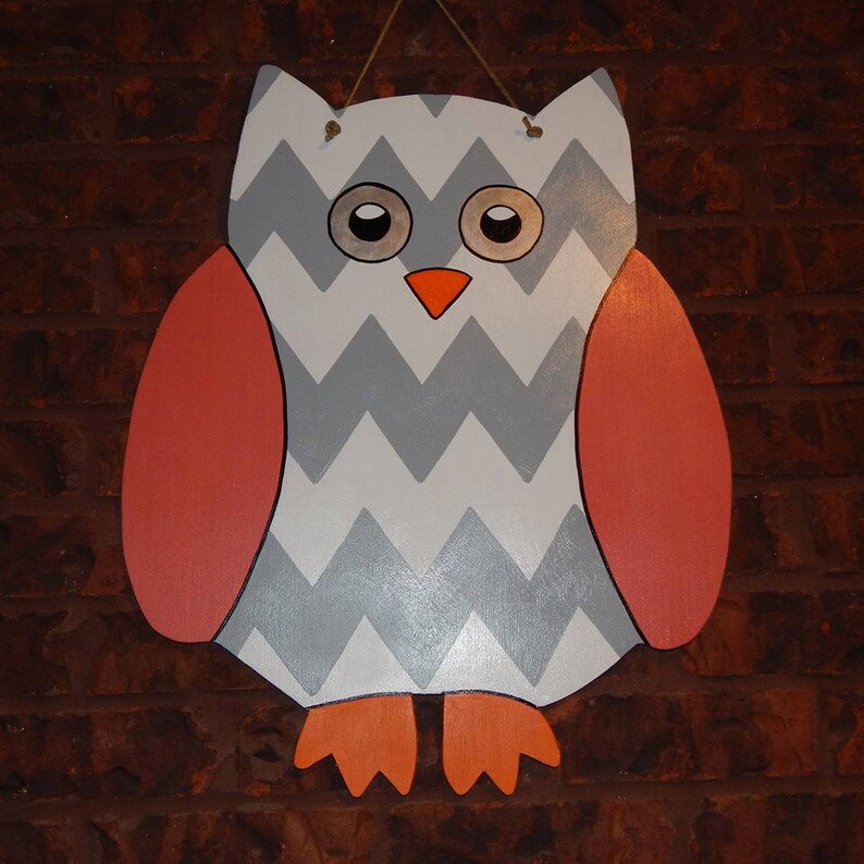 Owl Hand Painted Wooden Custom Door Hanger Etsy