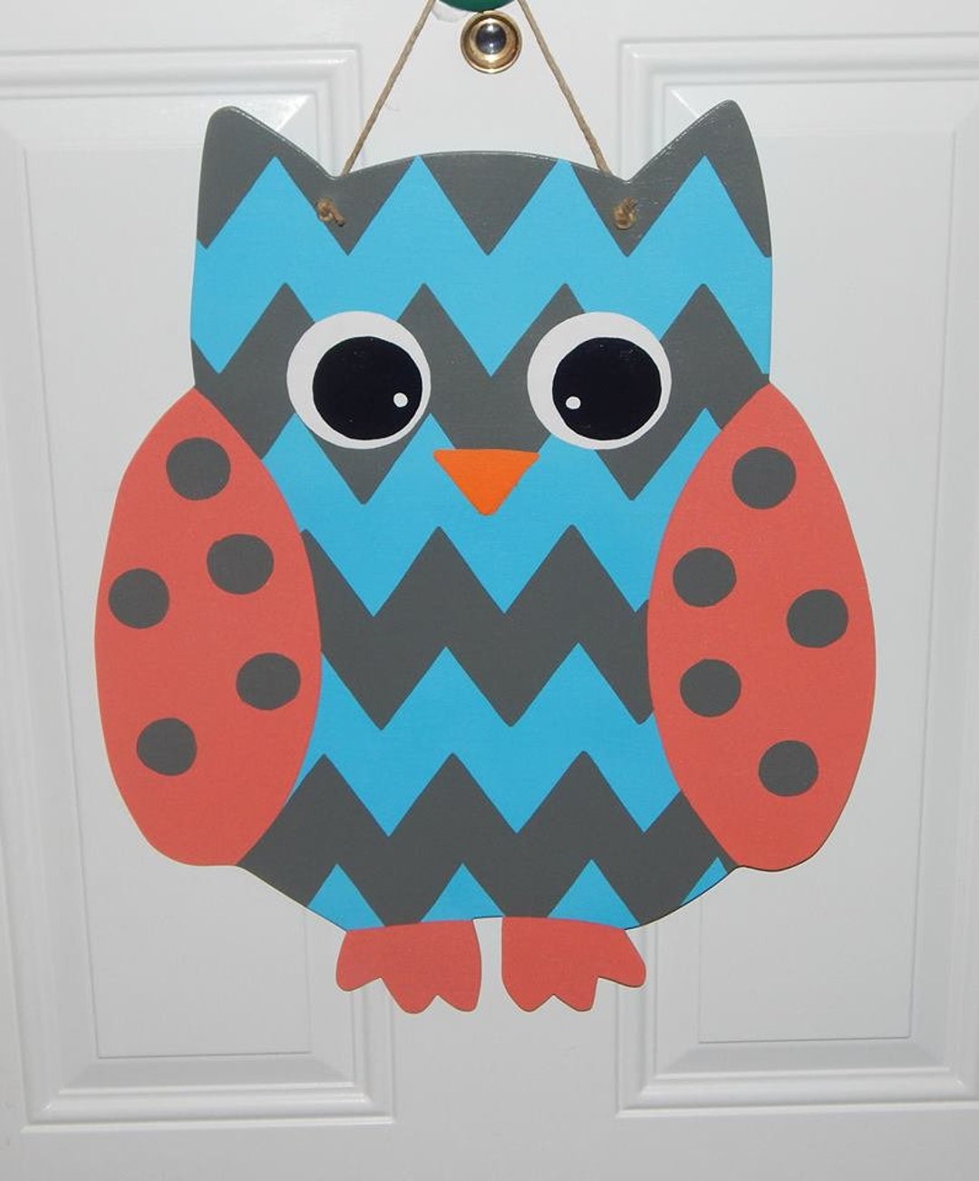 Owl Hand Painted Wooden Custom Door Hanger Etsy