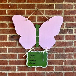Butterfly Baby Hospital Door Hanger with Birth Announcement Plaque