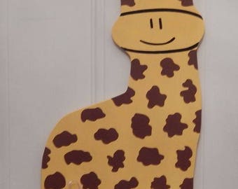 Giraffe Baby Hospital Door Hanger with Birth Announcement Plaque