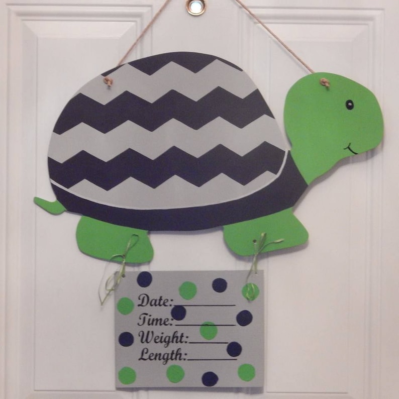Chevron Baby Turtle Door Hangerwplaque