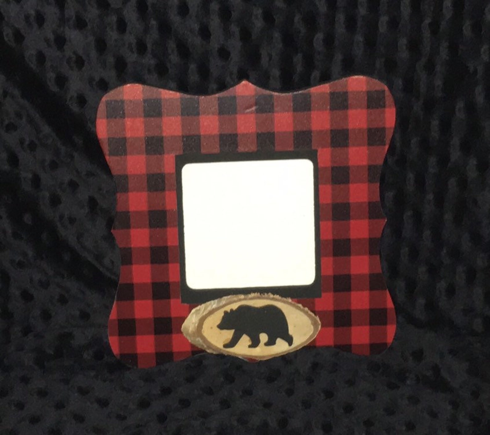 Buffalo Check Picture Frame w/ Black Bear Etsy