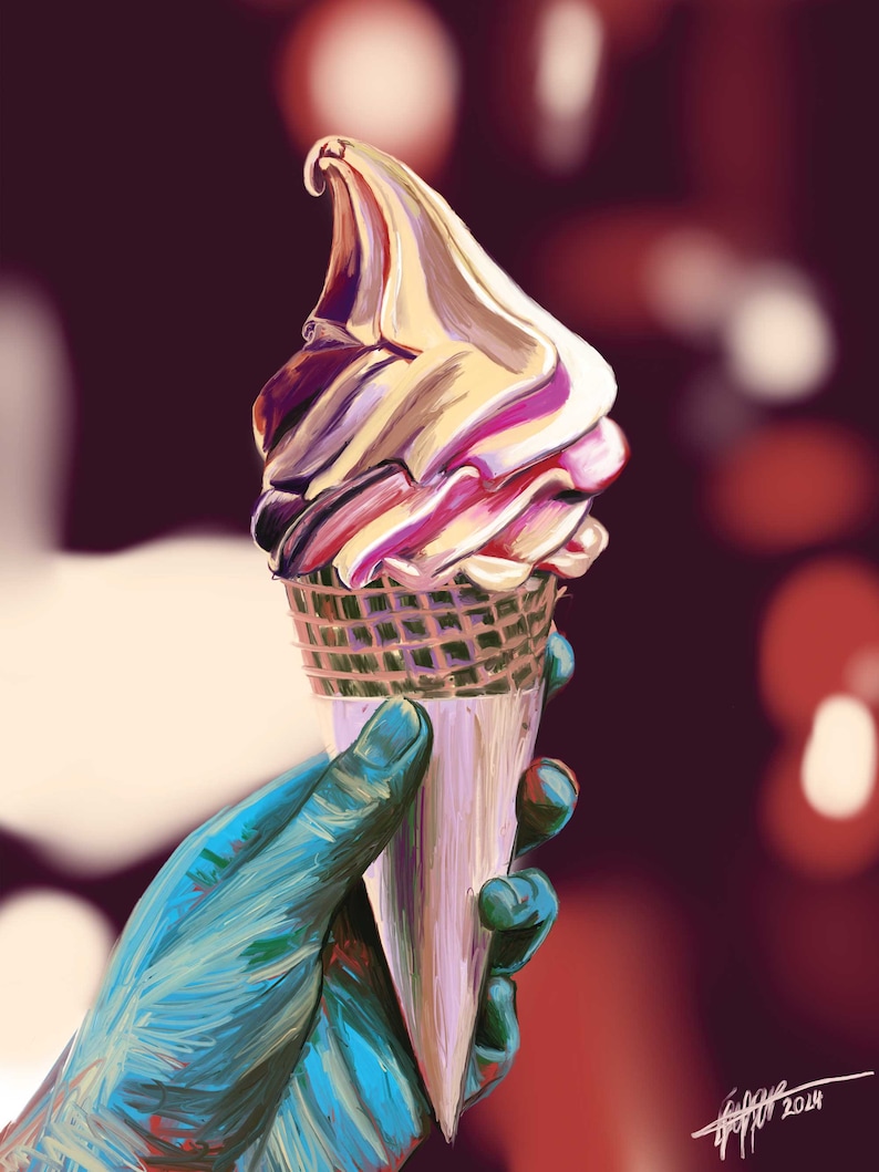 Icecream Instant Download Print Soft Serve iPhone Wallpaper Mystery sci-fi Painting Imaginative Wall Art Surreal playful home decor image 1