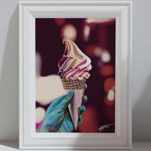 Icecream Instant Download Print Soft Serve iPhone Wallpaper Mystery sci-fi Painting Imaginative Wall Art Surreal playful home decor image 2