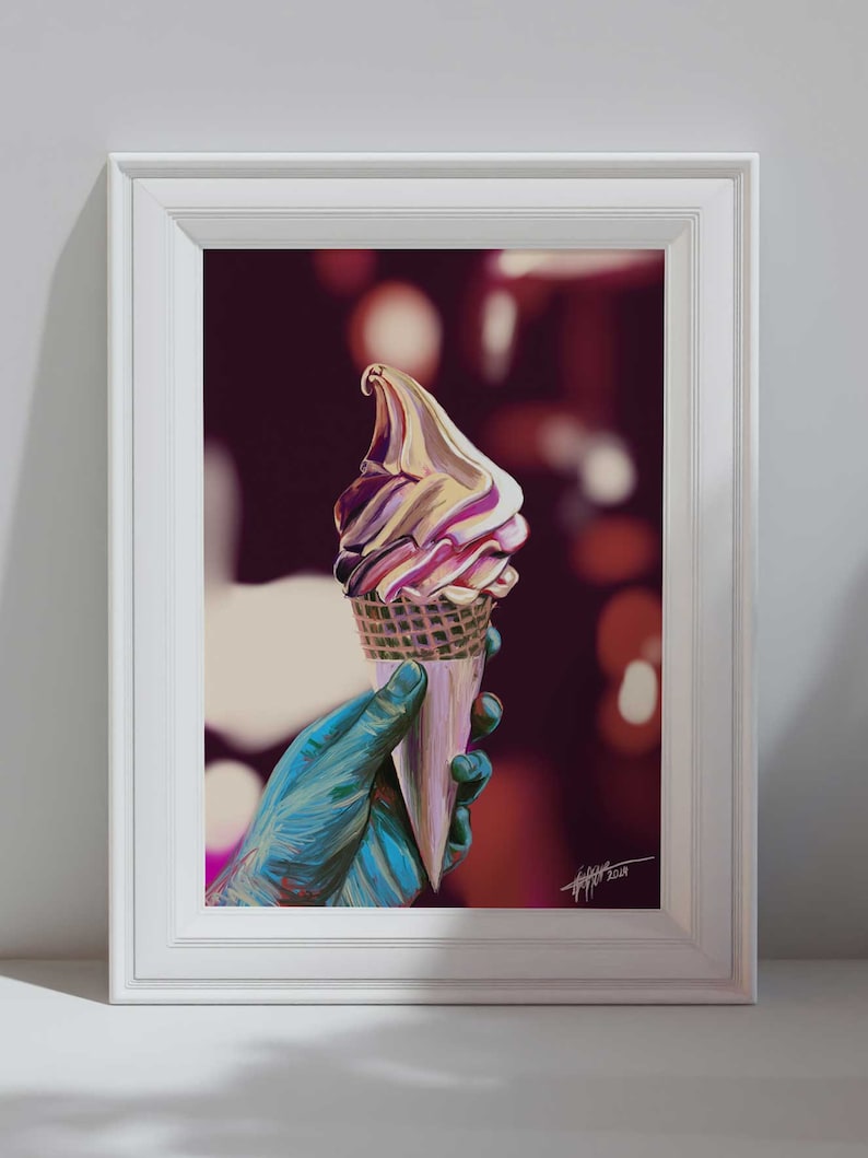 Icecream Instant Download Print Soft Serve iPhone Wallpaper Mystery sci-fi Painting Imaginative Wall Art Surreal playful home decor image 2