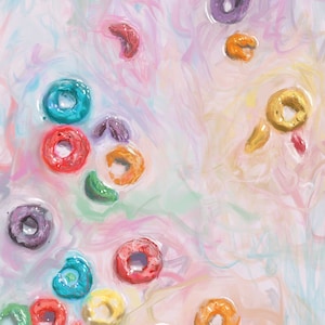 Froot Loops Instant Download Print | Pastel Rainbow Cereal Milk Printable Art | Colorful Kitchen Wall Art | Nostalgic breakfast home decor