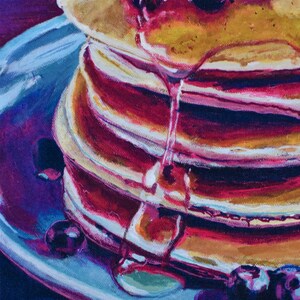 Blueberry Pancake Breakfast Wall Art Gift for Foodie Hotcake Painting Dining room decor Poster for kitchen Food fine art print zdjęcie 3