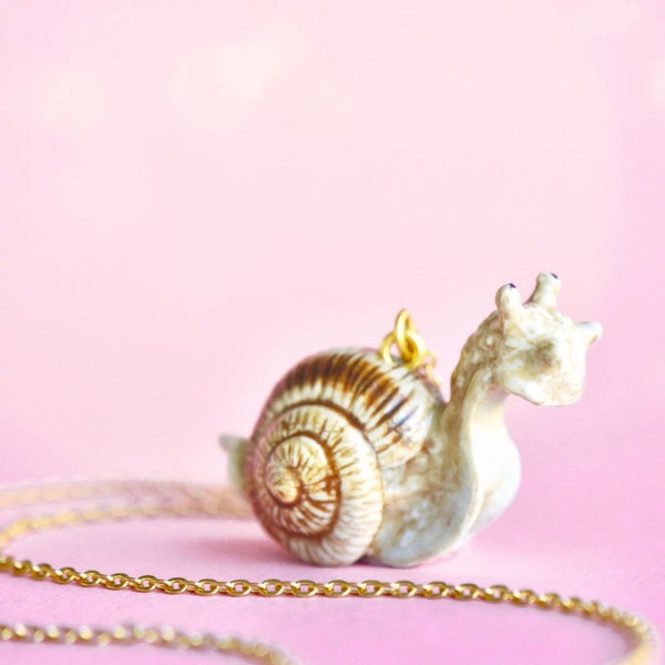 Snail Necklace • Porcelain Pendant • Work of Art • The Cutest Snail! • Collectible Gift • Heirloom Keepsake • Unique Gift