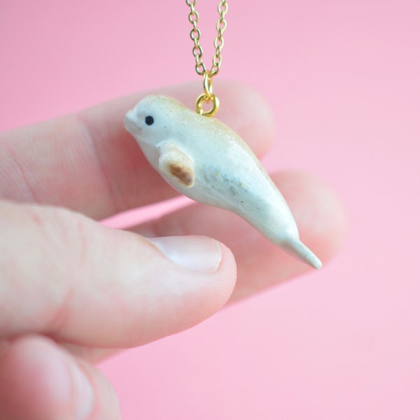 Beluga Necklace | Handcrafted Porcelain Jewelry | Camp Hollow Collectible Heirloom Art | The Perfect Gift | Collect them all!