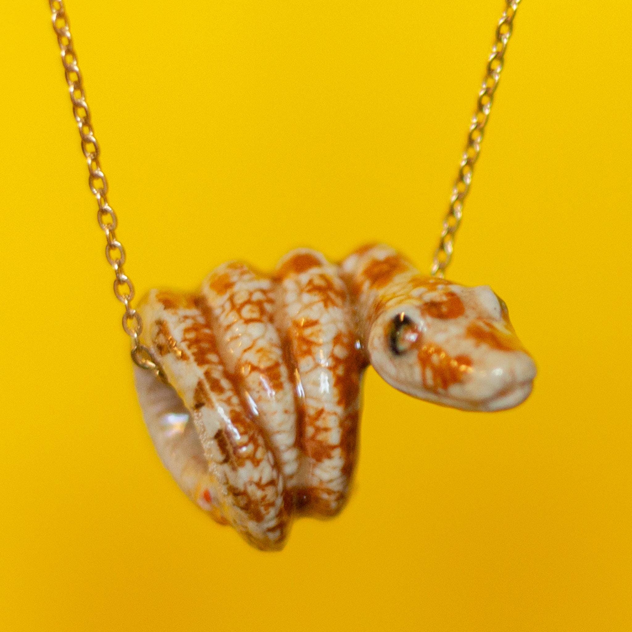 Porcelain Snake Necklace • Hand-painted Ceramic Pendant • Camp Hollow ...