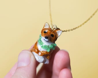 Porcelain Welcome Fox Necklace • Hand-Painted Ceramic Pendant • Camp Hollow Animal Jewelry • Cottagecore Gift