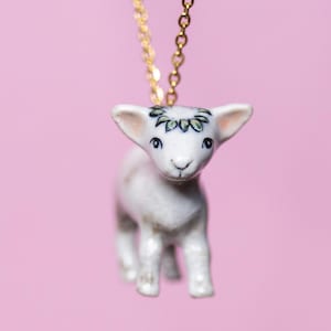 Spring Lamb Necklace | Handcrafted Porcelain Jewelry | Camp Hollow Collectible Heirloom Art | The Perfect Gift | Collect them all!
