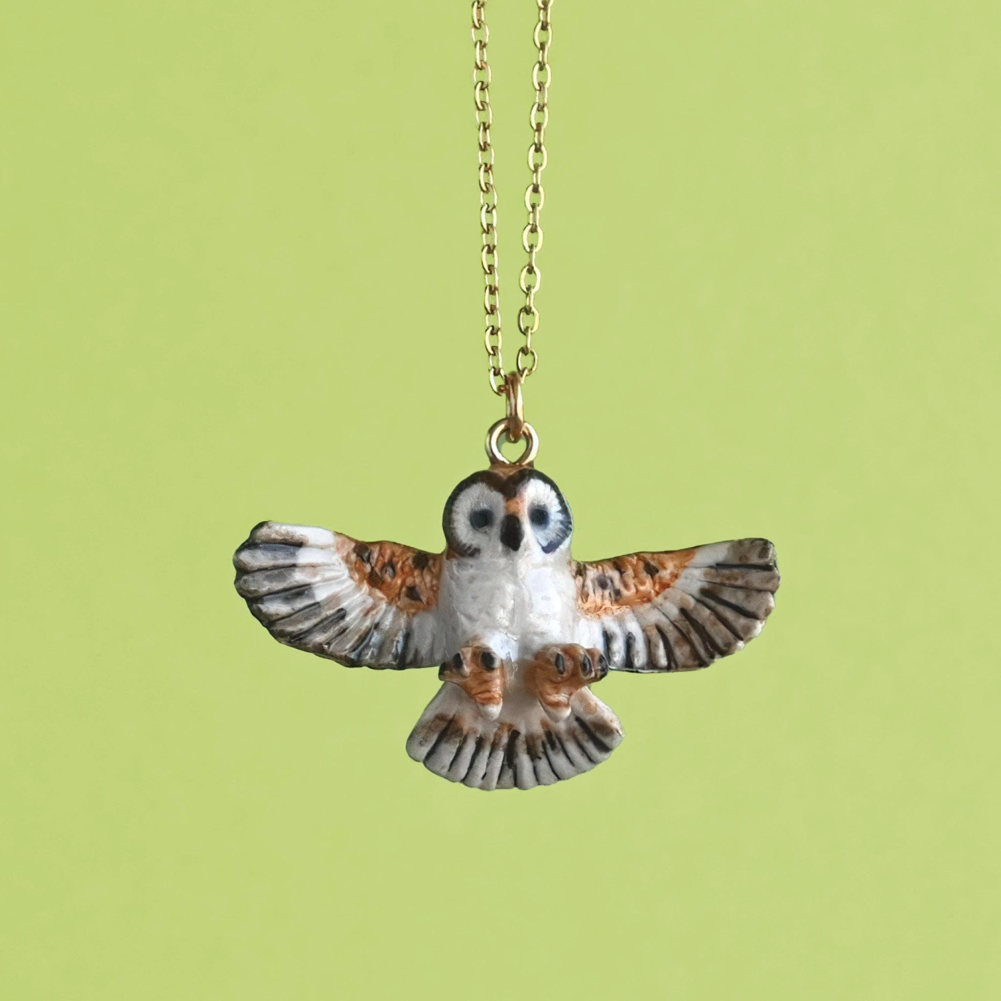 Barn Owl Necklace | Handcrafted Porcelain | Collectible Jewelry Heirloom Art | The Perfect Gift | Co